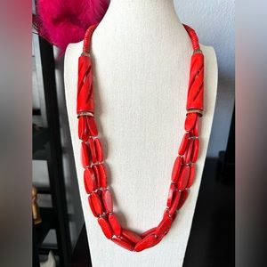 Artisan Nepal Red Statement Beaded Necklace